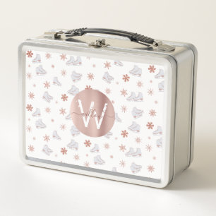 Rose Gold Ice Skate Rosa Skaten Monogram Metall Brotdose