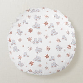 Rose Gold Ice Skate Rosa Skaten-Muster Rundes Kissen