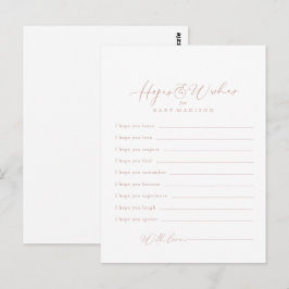 Rose Gold Idyllic Baby Shower Hopps & Wish Card Postkarte