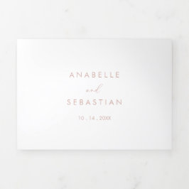 Rose Gold Idyllic Stylish Calligraphy Wedding Dreifach Gefaltete Einladung