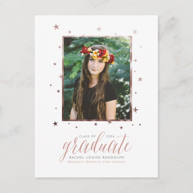 Rose Gold im Sterne Foto Abschluss Postkarte (Vorderseite)