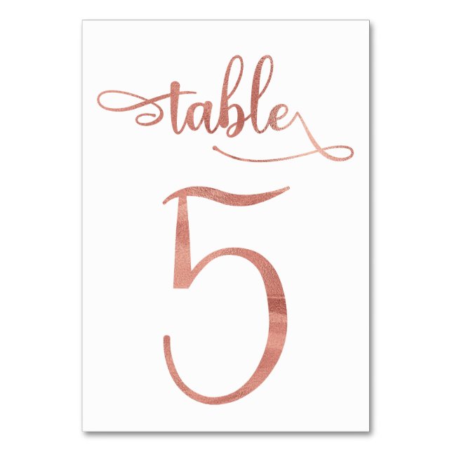 Rose Gold Imitate Folie 3,5 x 5 Tischnummer | Tabe (Vorderseite)