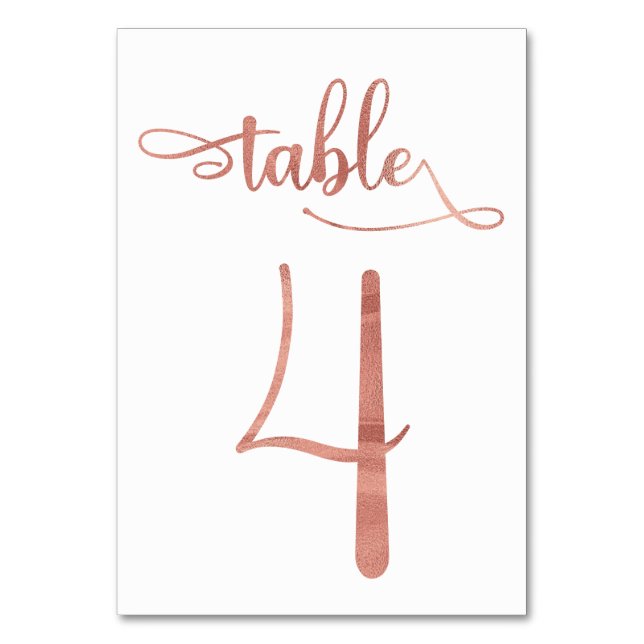 Rose Gold Imitate Folie 3,5 x 5 Tischnummer | Tabe (Vorderseite)