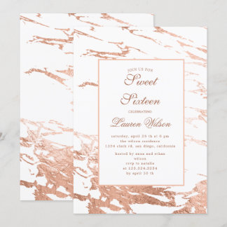 Rose Gold Imitate Folie Marmor Chinanera Einladung
