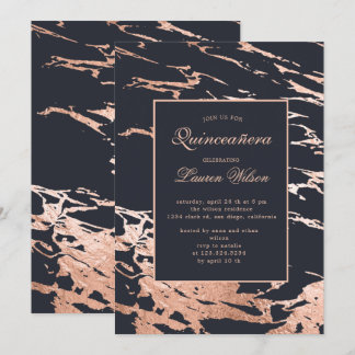 Rose Gold Imitate Folie Marmor Chinanera Einladung