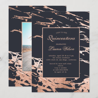 Rose Gold Imitate Folie Marmor Chinanera Einladung