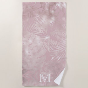 Rose Gold Imitate Folie tropische Blätter Monogram Strandtuch
