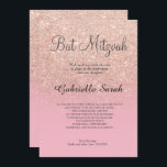 Rose Gold Imitate Glitzer blassrosa Bat Mitzvah Einladung<br><div class="desc">Ein modernes,  originelles und einfaches Imitat Rose Gold Glitzer ombre Bat Mitzvah Einladung auf einem vollständig anpassbaren hellrosa Hintergrund</div>