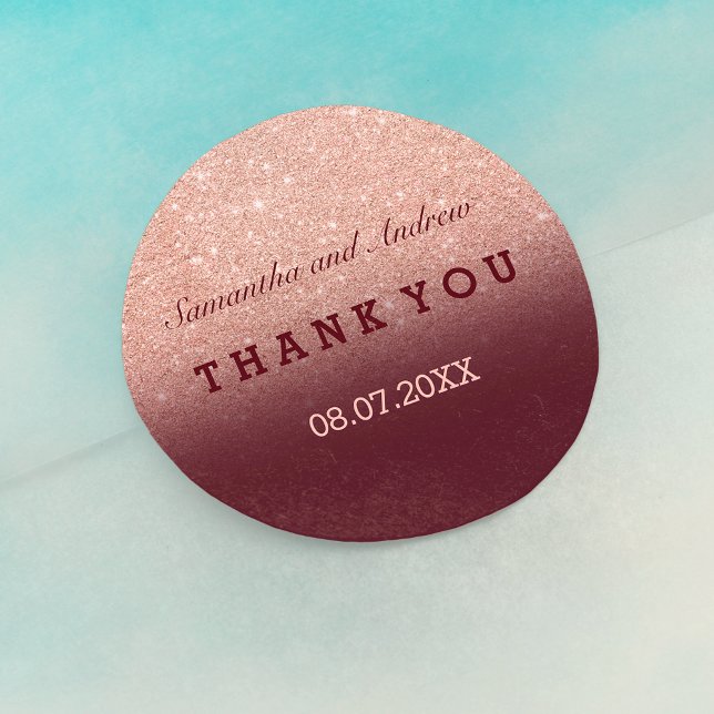 Rose gold Imitate Glitzer burgundy ombre Vielen Da Runder Aufkleber (Von Creator hochgeladen)