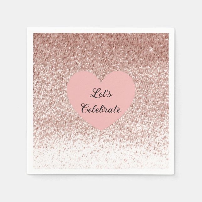Rose Gold Imitate Glitzer Design Napkin Serviette (Vorderseite)