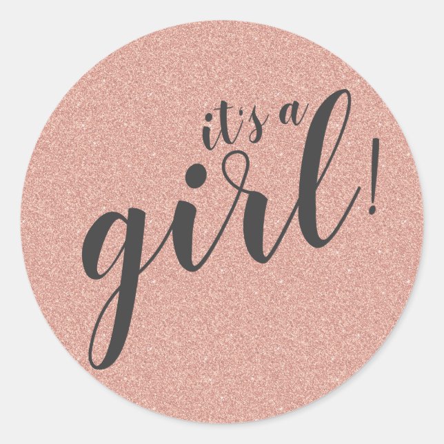 Rose Gold Imitate Glitzer Girl Baby Shocker Runder Aufkleber (Vorderseite)