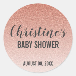 Rose Gold Imitate Glitzer Girl Baby Shocker Runder Aufkleber
