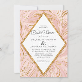 Rose Gold Imitate Glitzer Marmor Blush Brautparty Einladung