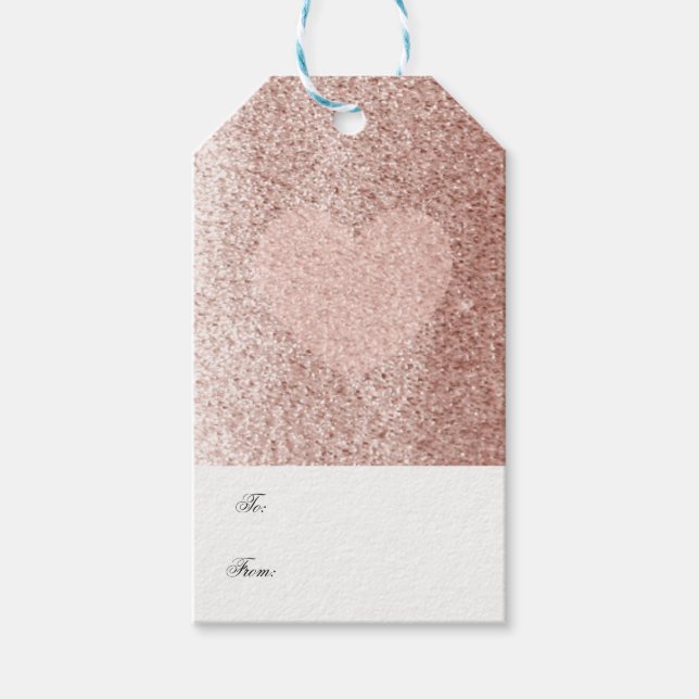 Rose Gold Imitate Glitzer mit Herz Geschenkanhänger (Vorderseite)