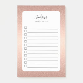 Rose Gold Imitate Glitzer Mit Monogramm, Liste zu Post-it Klebezettel