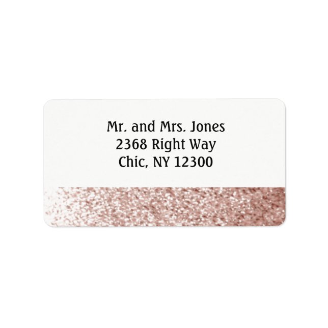 Rose Gold Imitate Glitzer Neue Adresse Adressaufkleber (Vorne)