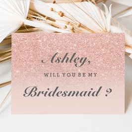 Rose Gold Imitate Glitzer pink ombre mein Brautmäd Einladung