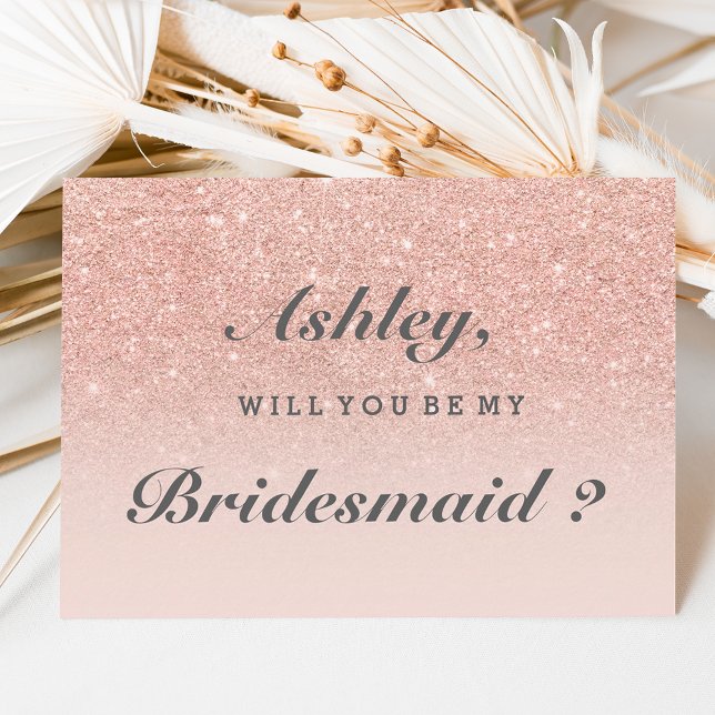 Rose Gold Imitate Glitzer pink ombre mein Brautmäd Einladung (Von Creator hochgeladen)