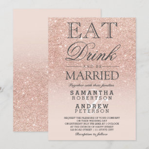 Rose Gold Imitate Glitzer Rosa ombre Drehbuch Hoch Einladung