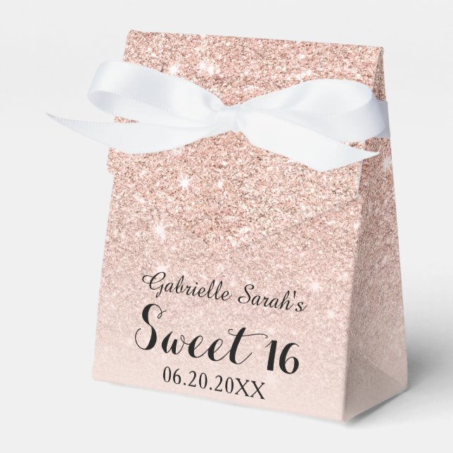 Rose Gold Imitate Glitzer Rosa ombre Sweet 16 Geschenkschachtel (Vorderseite)