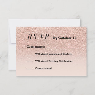 Rose Gold Imitate Glitzer Rosa ombre UAWG Schwarz RSVP Karte
