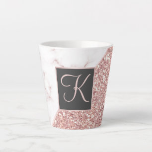 Rose Gold Imitate Glitzer Rose Marmor Mit Monogram Milchtasse
