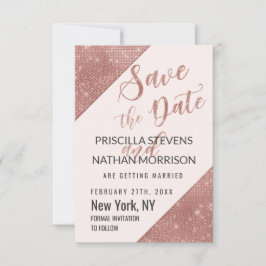 Rose Gold Imitate Glitzer Sequin Rett Datum Save The Date