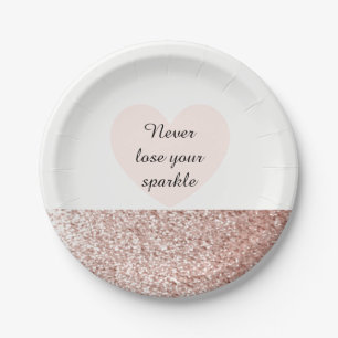 Rose Gold Imitate Glitzer Sparkasse Pappteller