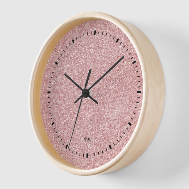 Rose Gold Imitate Glitzer Textur Uhr (Winkel)