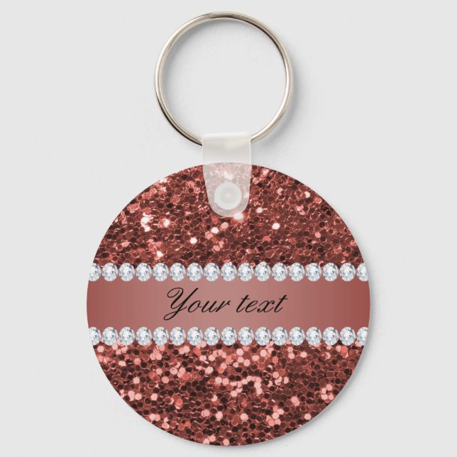 Rose Gold Imitate Glitzer und Diamanten Personalis Schlüsselanhänger (Vorderseite)