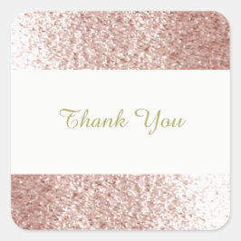Rose Gold Imitate Glitzer Vielen Dank Quadratischer Aufkleber