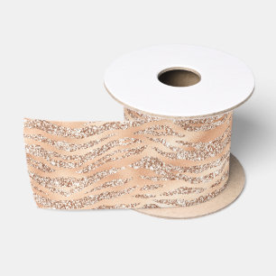 Rose Gold Imitate Glitzer Zebra Streifen Satinband