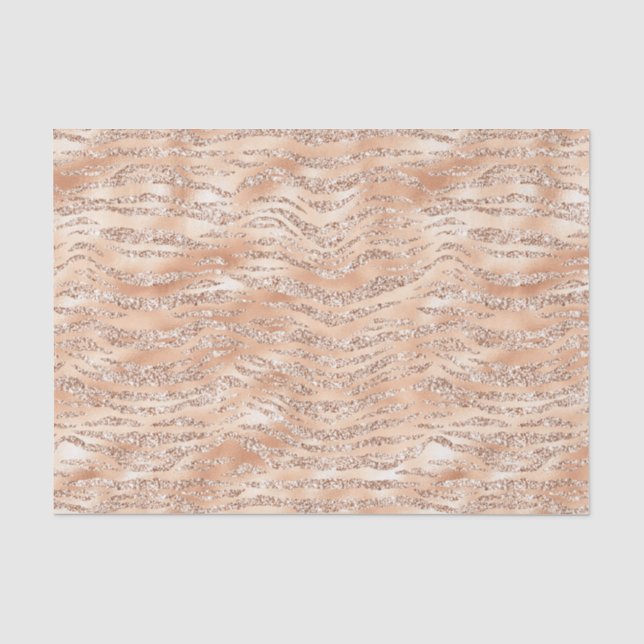 Rose Gold Imitate Glitzer Zebra Streifen Seidenpapier (Vorderseite)