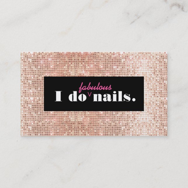 Rose Gold Imitate Sequins Manicurist Nail Salon Visitenkarte (Vorderseite)