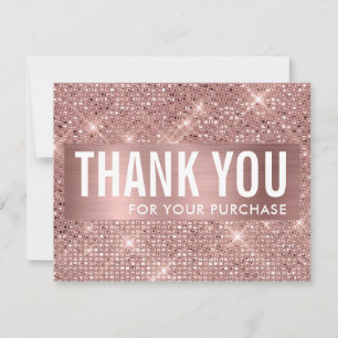 Rose Gold Imitate Shimmer & Foil Business Dankeskarte