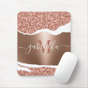 Rose Gold Imitate und Glitzer Mousepad