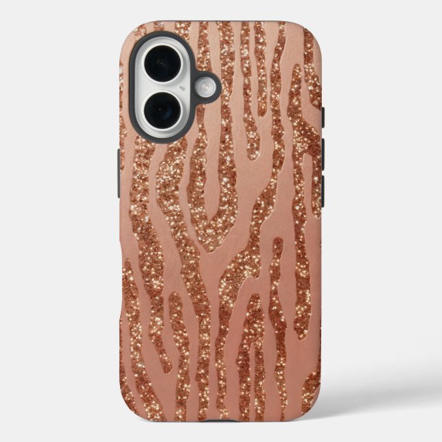 Rose Gold Imitats Bois iPhone 16 Fall Hülle (Rückseite)