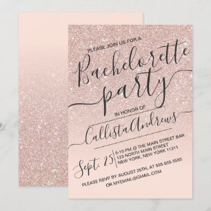 Rose Gold Imitats Funkelnd Glitzer Ombre Bachelore Einladung