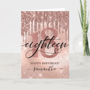 Rose Gold Imitats Glitzer & Foil 18. Geburtstag Karte