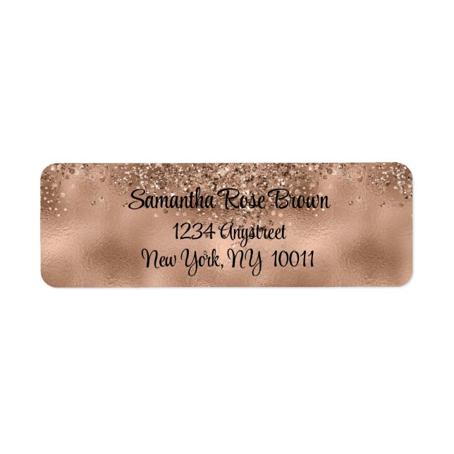 Rose Gold Imitats Glitzer & Fox Rückgabeadresse (Vorne)