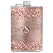 Rose Gold Imitats-Glitzer Girly Glam Monogram
