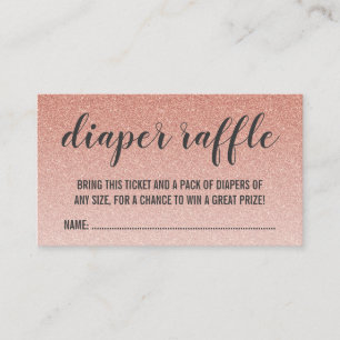 Rose Gold Imitats Glitzer Ombre Diaper Raffle Tick Begleitkarte