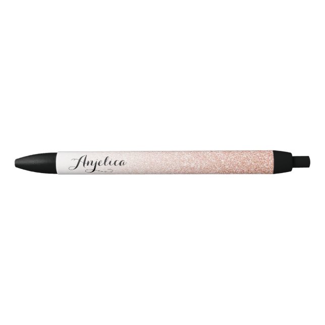 Rose Gold Imitats Glitzer Ombre Personalisiert Nam Kugelschreiber (Vorderseite)