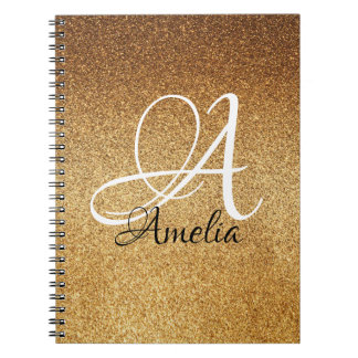 Rose Gold Imitats Glitzer Personalisiert Notebook Notizblock