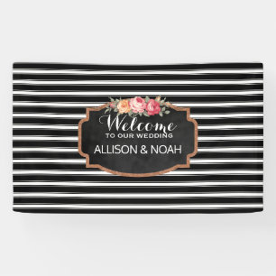 Rose Gold Imitats Glitzer Rosa Streifen Hochzeit Banner