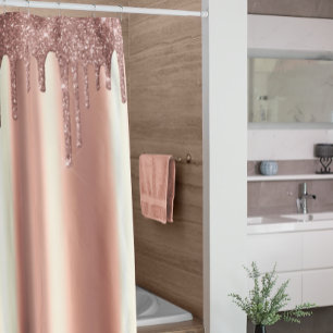 Rose Gold Imitats Glitzer Tropfen Foil Metallic Bl Duschvorhang