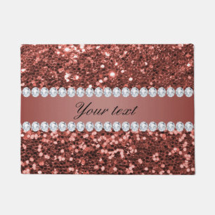 Rose Gold Imitats Glitzer und Diamanten Personalis Fußmatte
