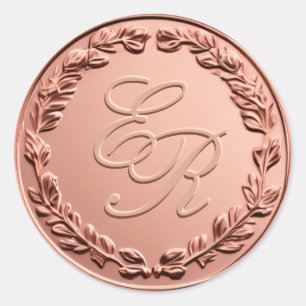 Rose Gold Imitats Wachs Umschlag Aufkleber Monogra