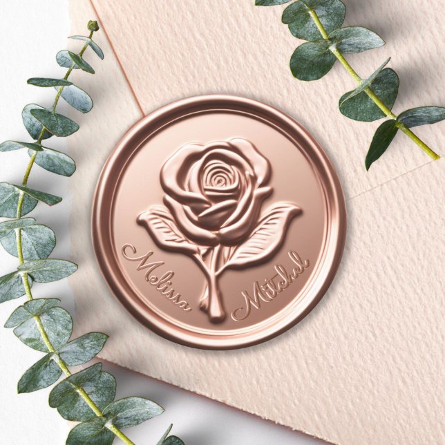 Rose Gold Imitats Wax Wedding Umschlag Aufkleber S (Rose Gold Wax Flower Wedding Envelope Seal Sticker)