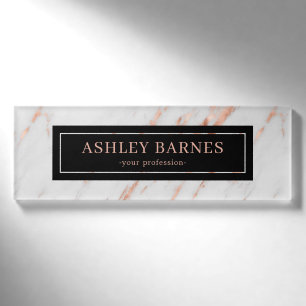 Rose Gold in grauem Marmor Name des Mitarbeiters Namenschild